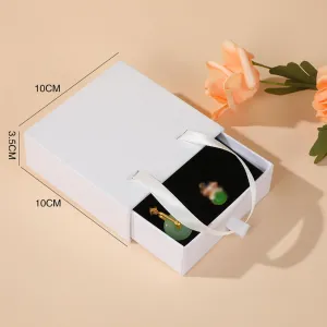 10 Pcs Jewelry Accessories Paper Jewelry Box Bracelet Necklace Ring Earring Box Kraft Gifts Packaging Box with Ribbon Handle Jewelry Bags