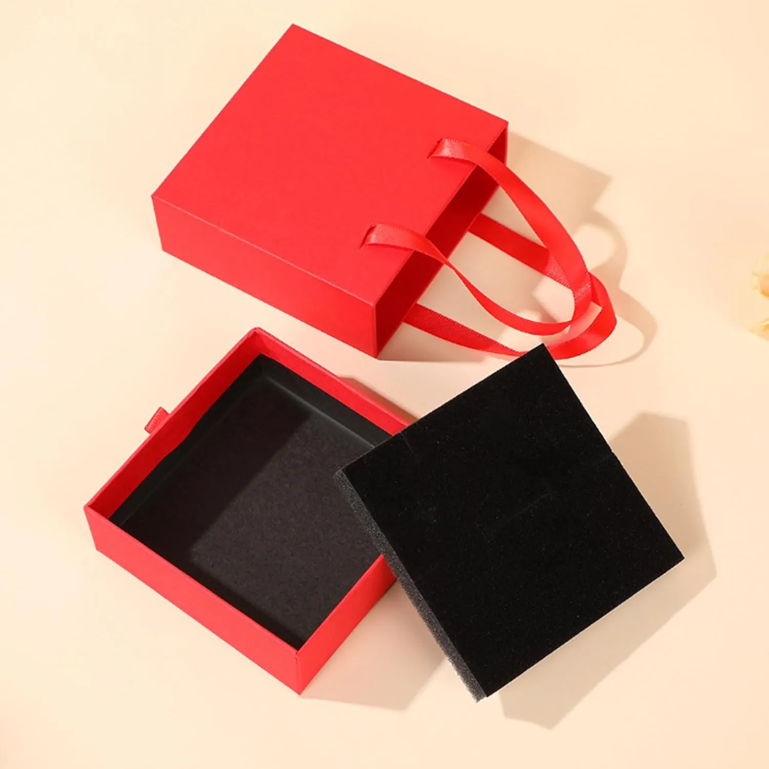 10 Pcs Jewelry Accessories Paper Jewelry Box Bracelet Necklace Ring Earring Box Kraft Gifts Packaging Box with Ribbon Handle Jewelry Bags