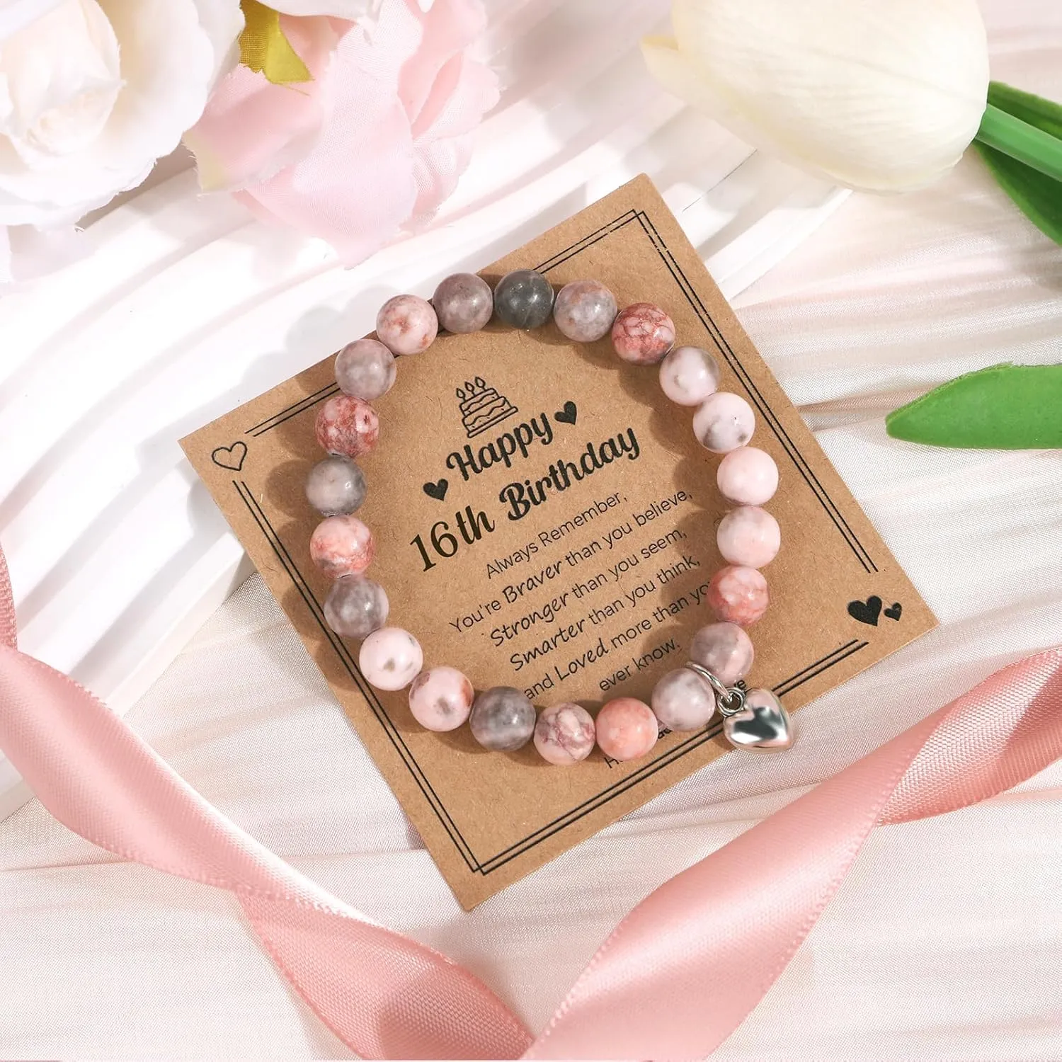 16th Birthday Gifts for Girls - 2009 Birthday Makeup Bag, You Have Been Loved For 16 Years Keychain, Healing Bracelets with Heart Charm, 16 Year Old Birth Gift Ideas for Daughter Sister