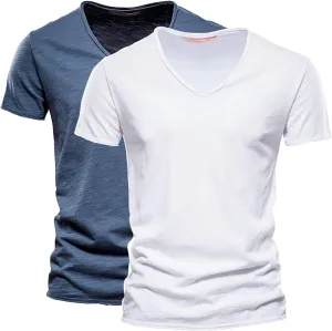 2 Pack Men Muscle Workout T Shirt Gym Bodybuilding V Neck Short Sleeve Tee Top Quick Dry Workout Athletic Sweat Shirts