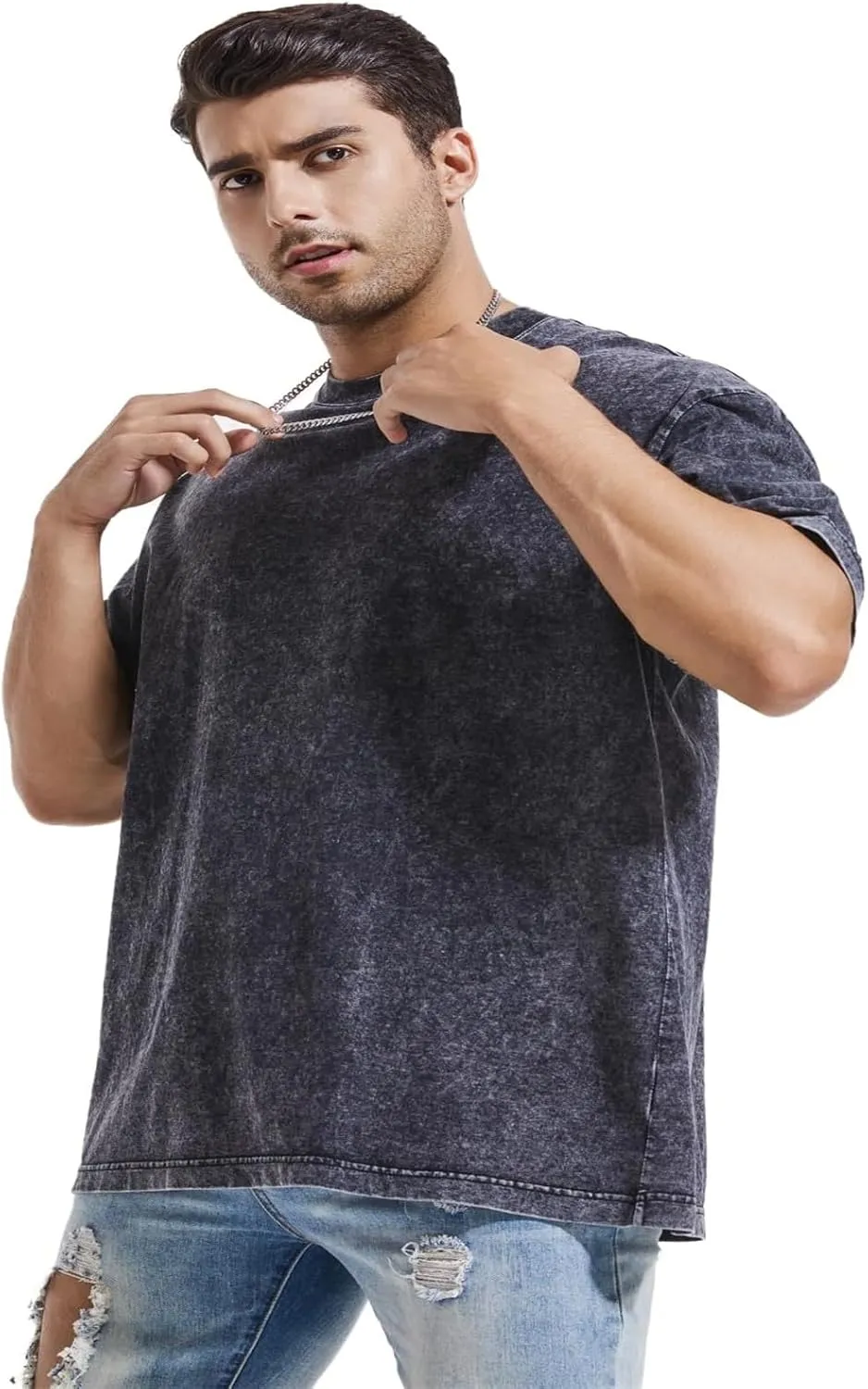 3 Pack T Shirts for Men Short Sleeve Cotton Crew Neck Work T Shirts Solid Casual Undershirt Gym Sport Pullover Tops