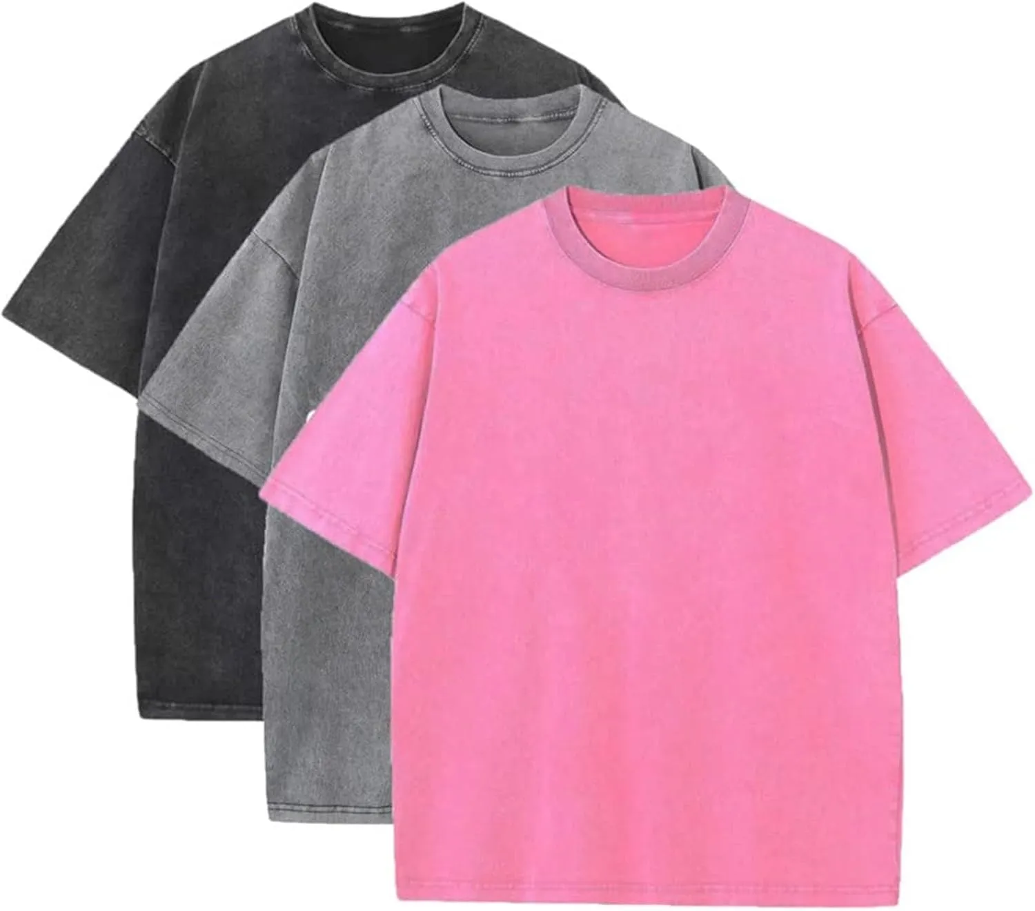 3 Pack T Shirts for Men Short Sleeve Cotton Crew Neck Work T Shirts Solid Casual Undershirt Gym Sport Pullover Tops