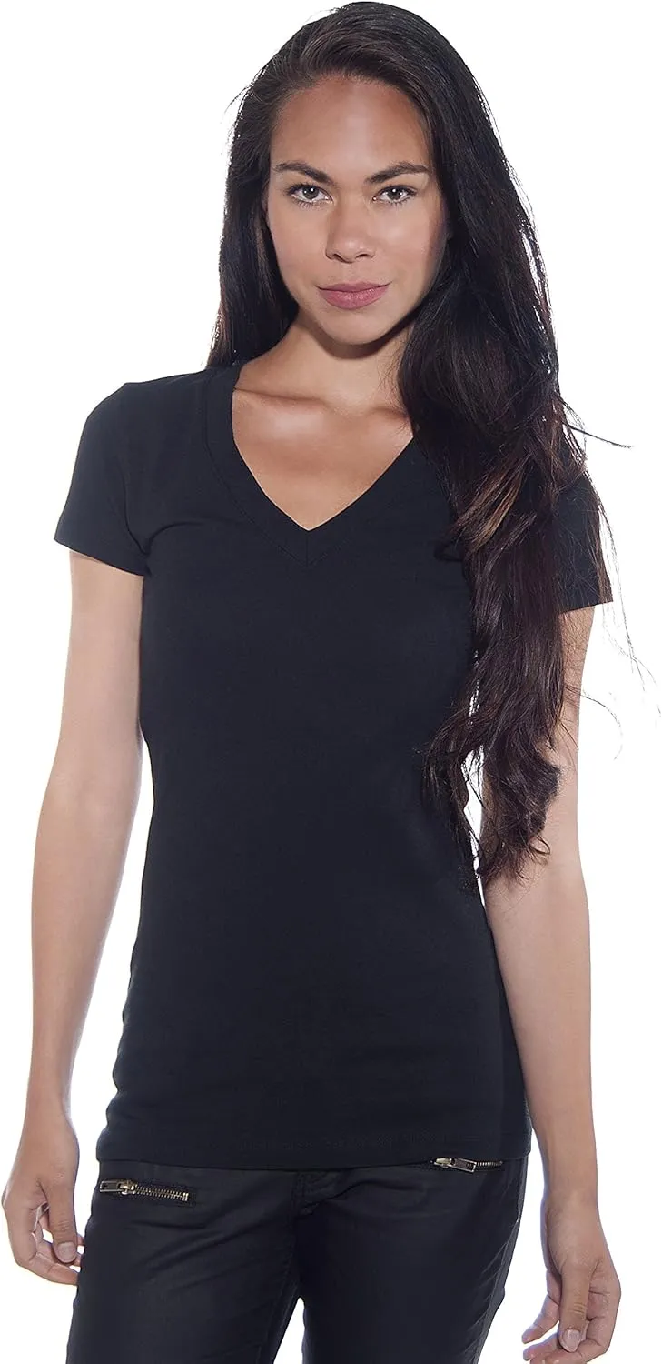 4 Pack Zenana Women's Basic V-Neck T-Shirts