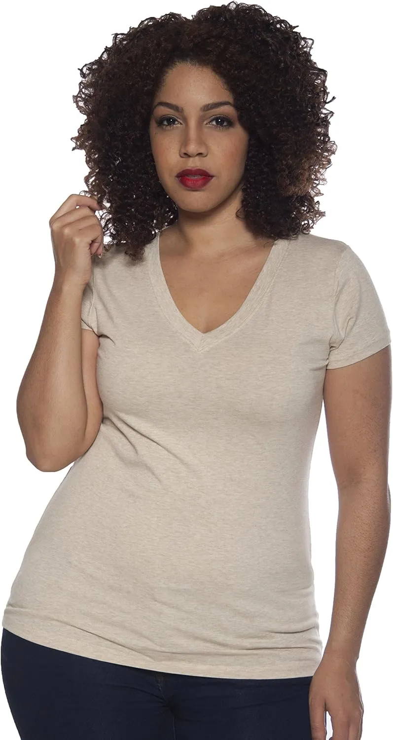 4 Pack Zenana Women's Basic V-Neck T-Shirts
