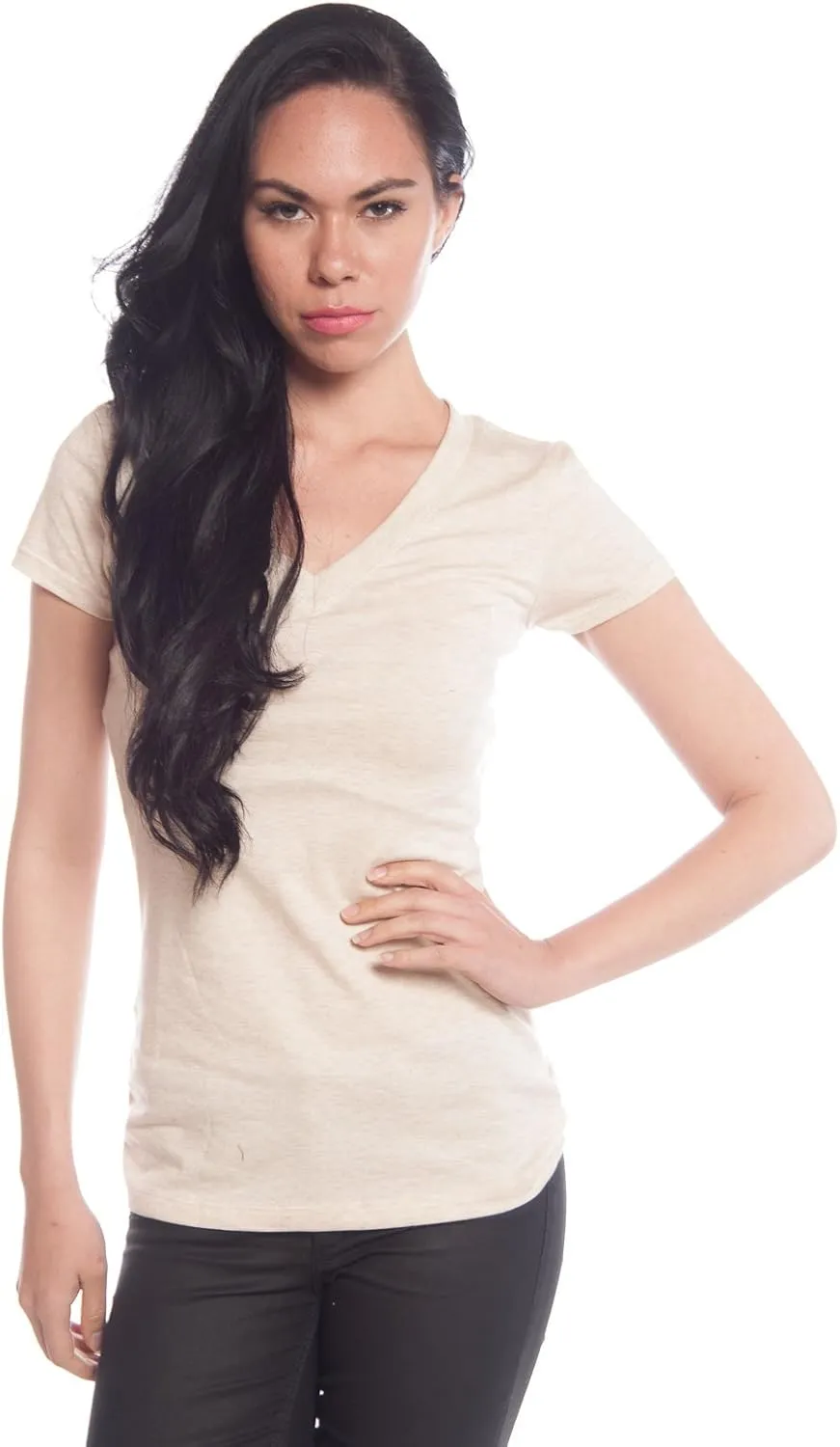 4 Pack Zenana Women's Basic V-Neck T-Shirts