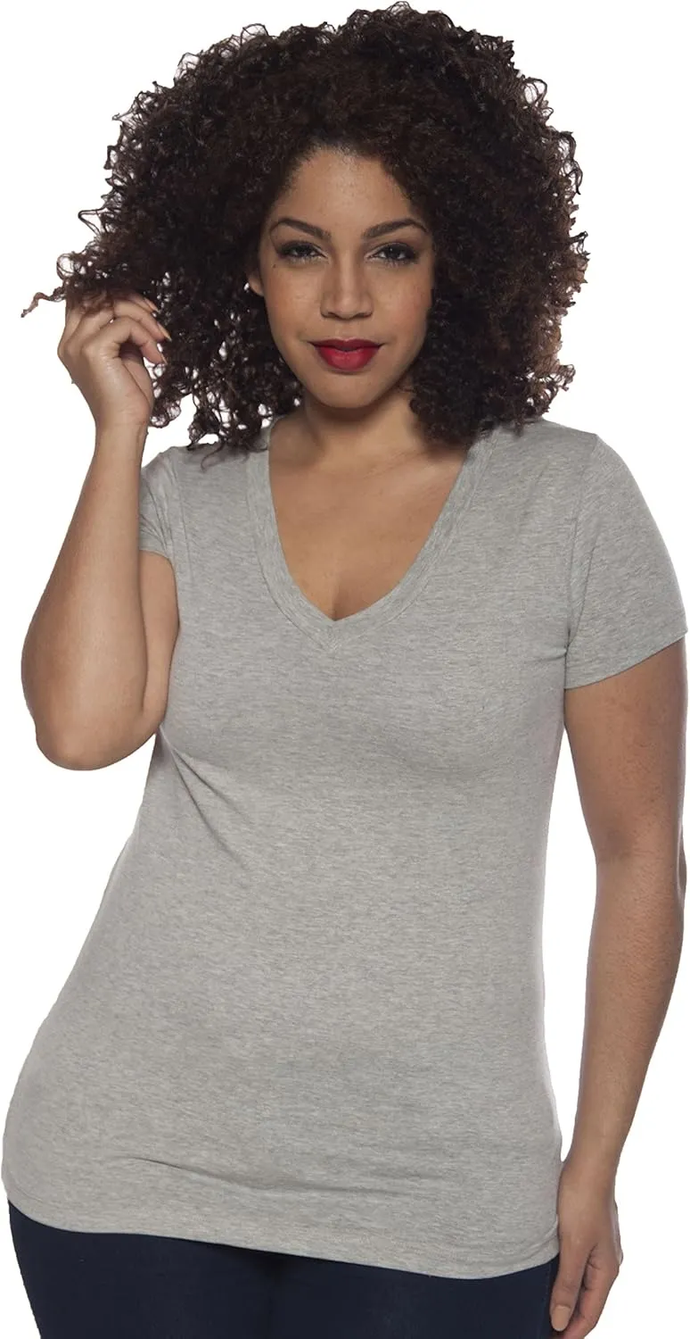 4 Pack Zenana Women's Basic V-Neck T-Shirts