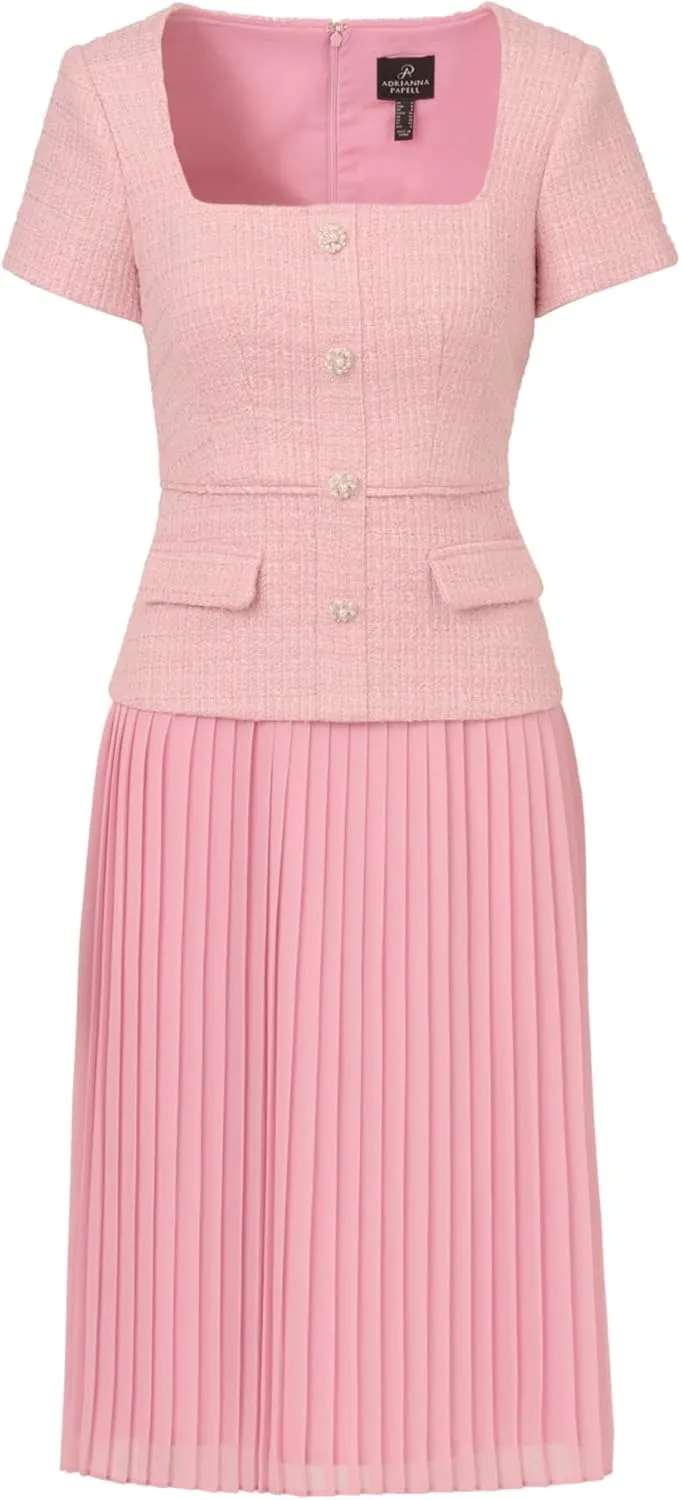 Adrianna Papell Women's Boucle Combo Midi Dress