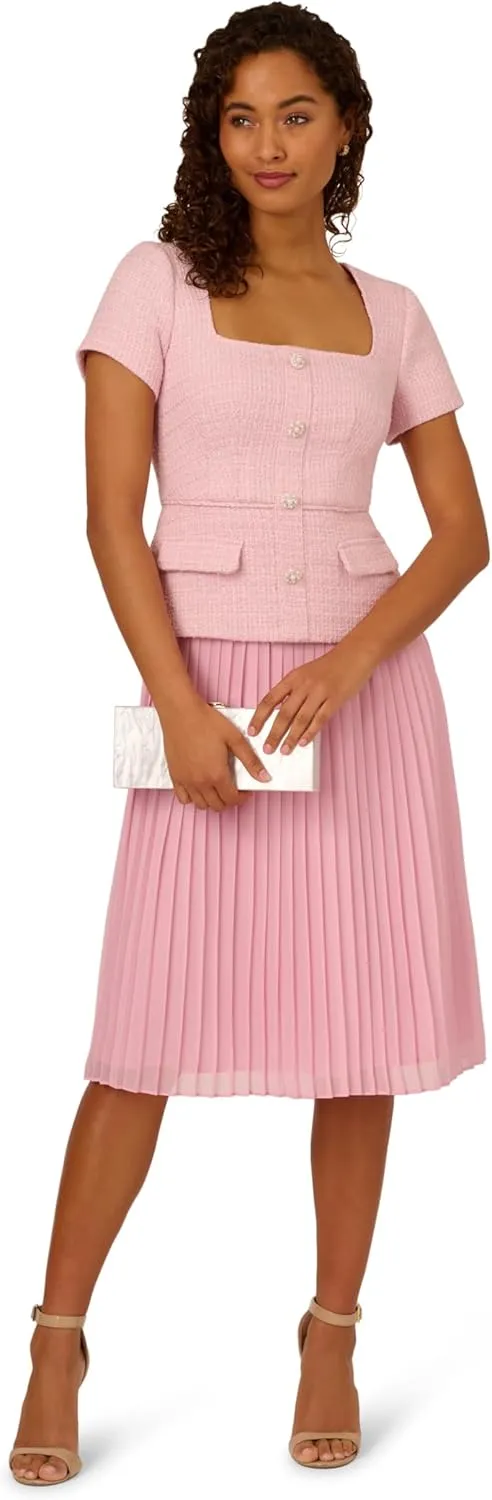 Adrianna Papell Women's Boucle Combo Midi Dress