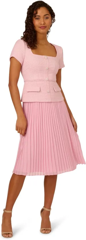 Adrianna Papell Women's Boucle Combo Midi Dress