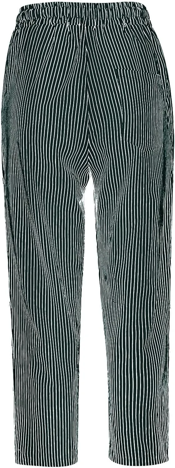 aihihe Linen Capri Pants for Women Casual Summer Striped Button Culottes Drawstring Cropped Pant Beach Travel Lounge Capris