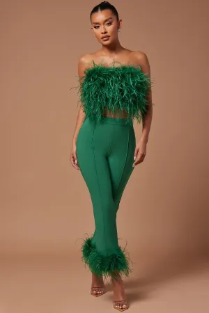 Anya Feathered Pant - Emerald