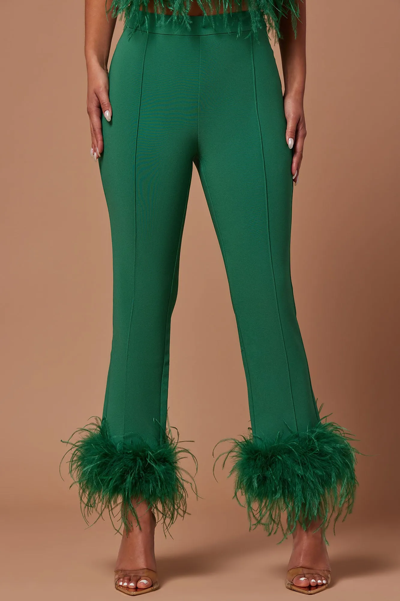 Anya Feathered Pant - Emerald