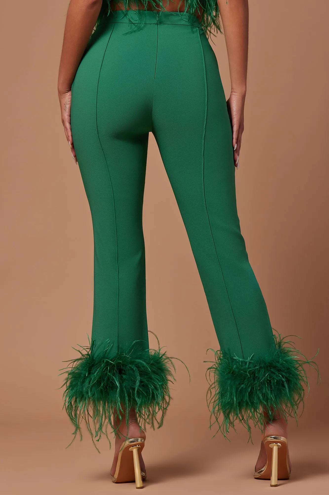 Anya Feathered Pant - Emerald
