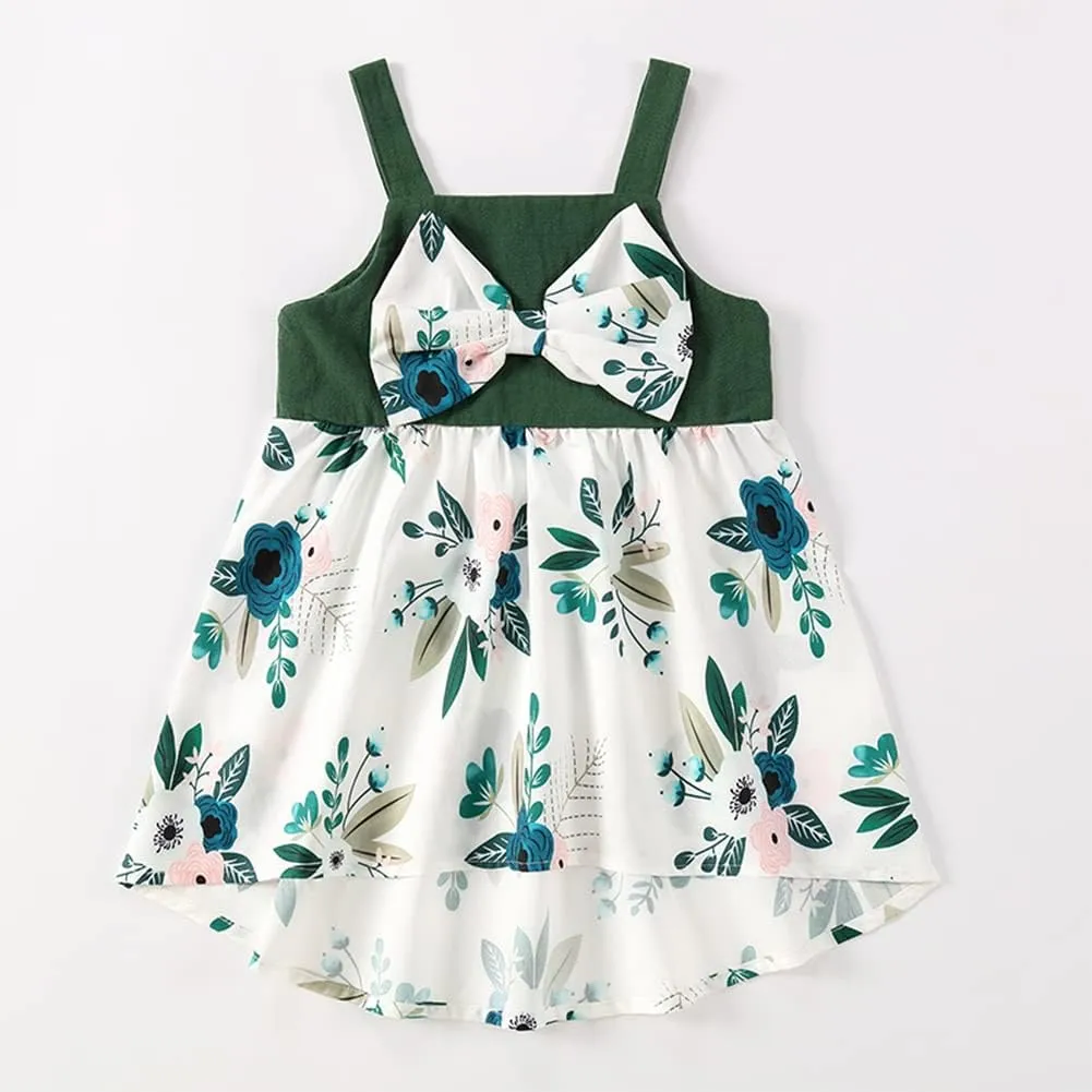 AWIBMK Mommy and Me Matching Dresses Leopard Ruffled Midi Dress Summer Solid Color Stripe Mom Daughter Matching Outfits