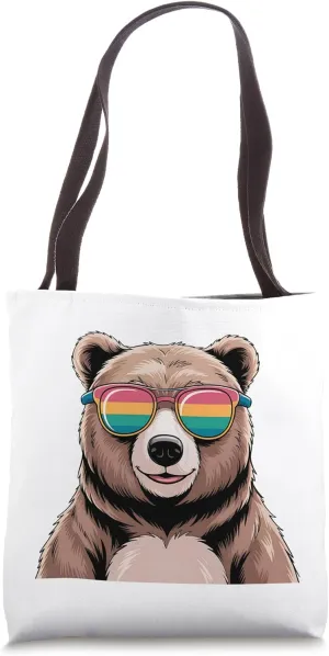 Bear Wear Rainbow Sunglasses Funny Bear Lover Tote Bag