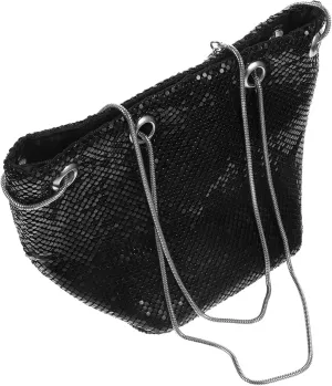 BESTYASH Small Sequin Bucket Bag Mini Crossbody Chain Shoulder Bag (Blue)