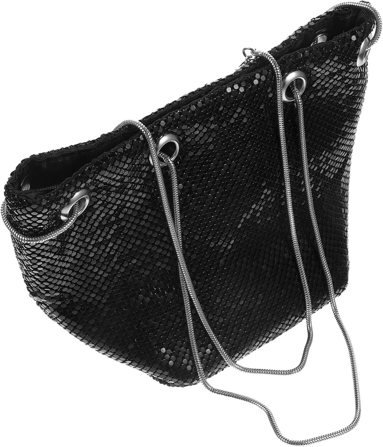 BESTYASH Small Sequin Bucket Bag Mini Crossbody Chain Shoulder Bag (Blue)