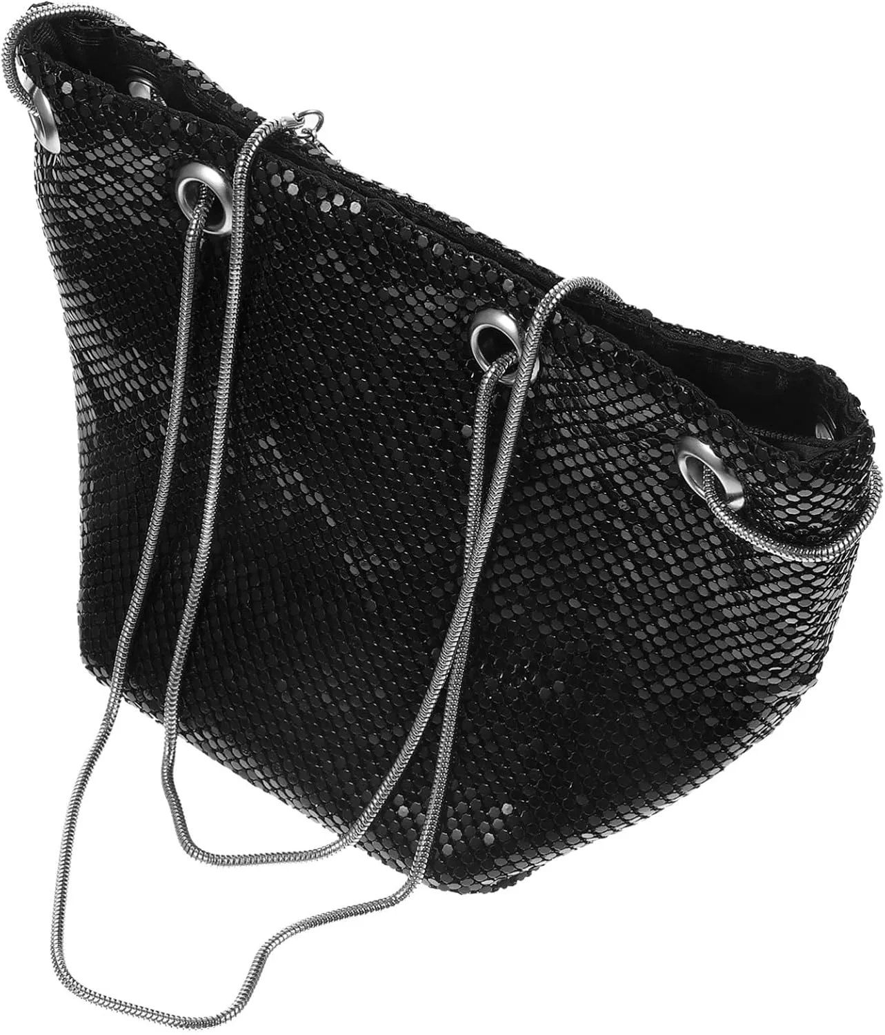 BESTYASH Small Sequin Bucket Bag Mini Crossbody Chain Shoulder Bag (Blue)