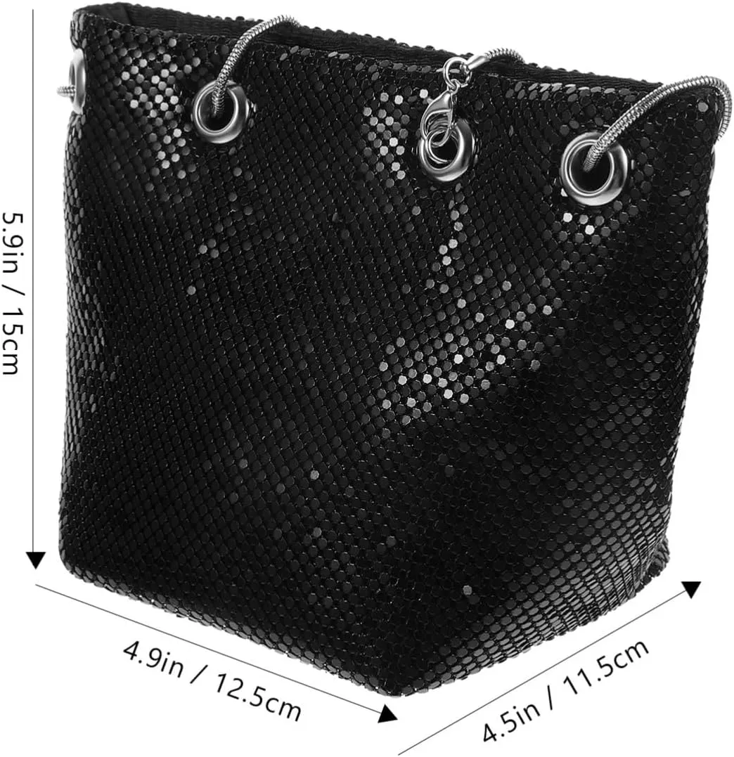 BESTYASH Small Sequin Bucket Bag Mini Crossbody Chain Shoulder Bag (Blue)