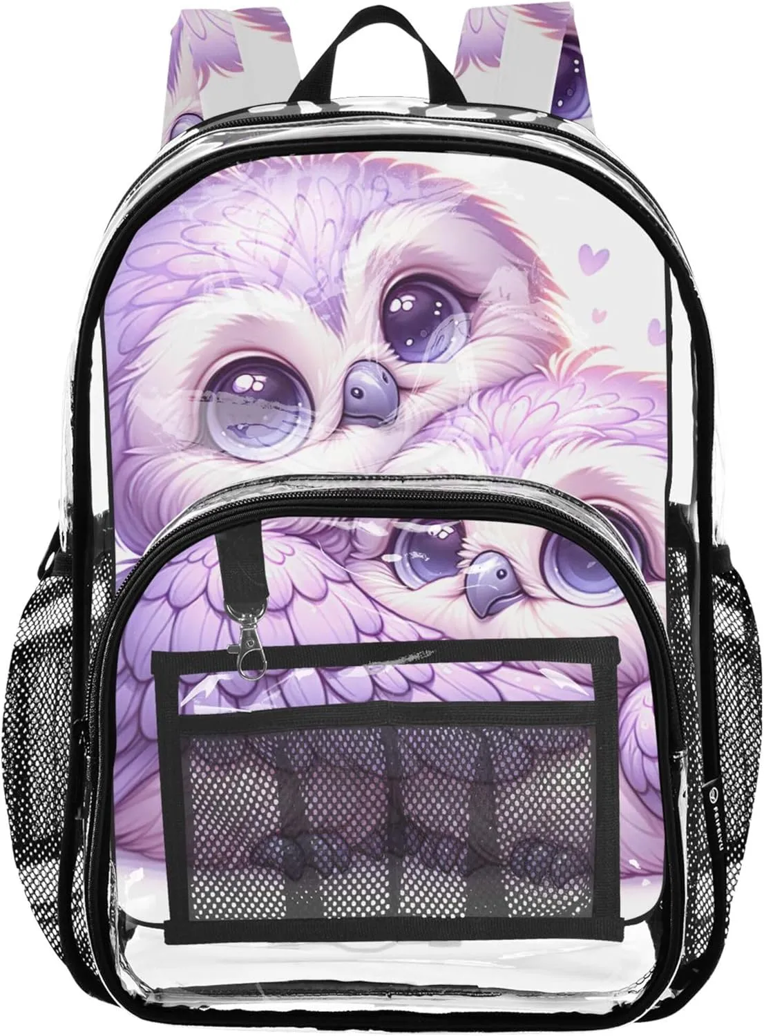 Boys Backpacks for Girls Lavender Owls Lovebirds Cute Travel Clear Backpack Floral Approved Plastic Bag Large