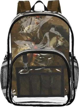 Boys Backpacks for Girls Rembrandt Painting Polish Rider Clear Backpack for Women Pvc School Plastic Bookbag