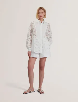 Buccia Trim Detail Linen Short White