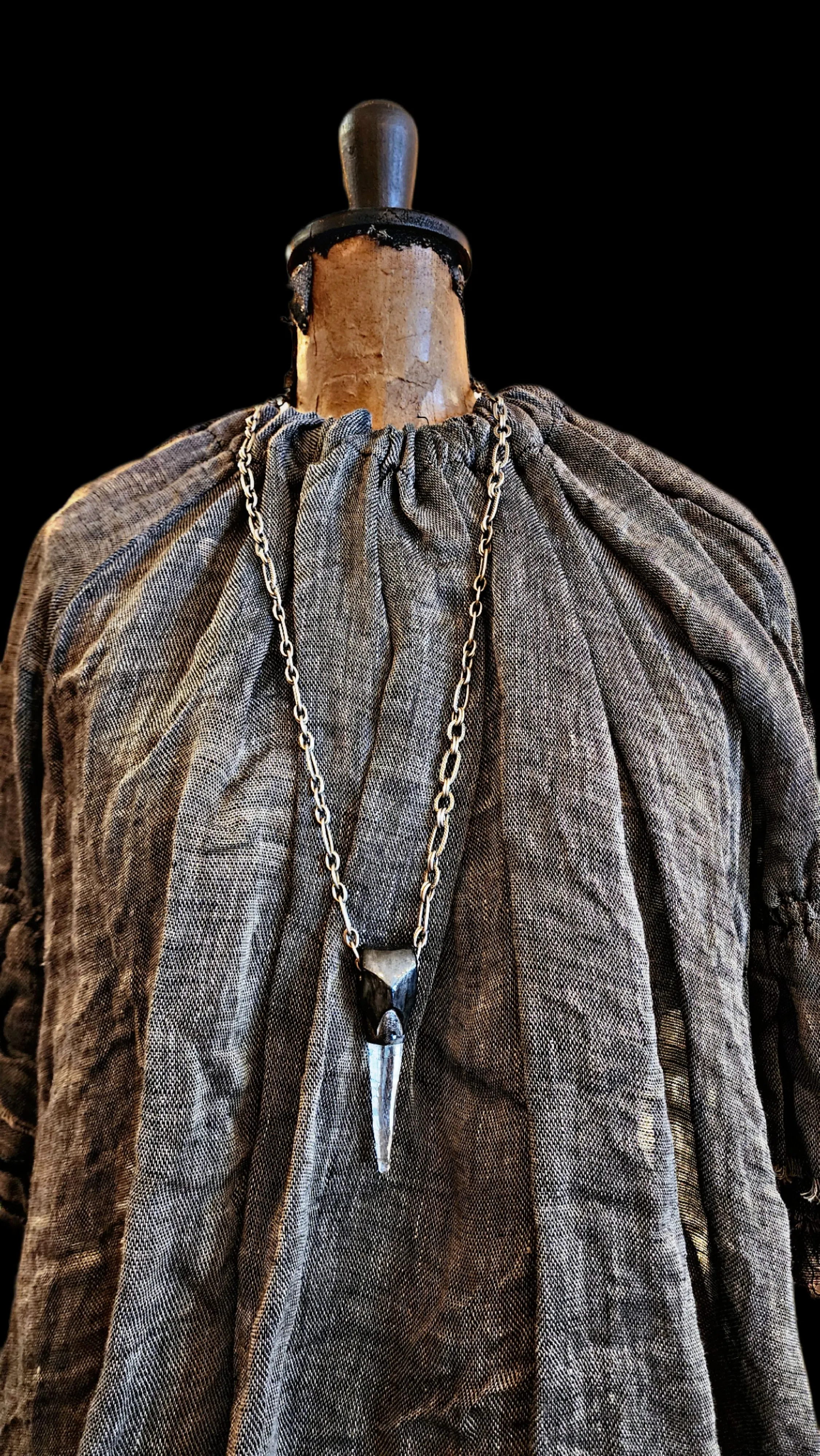 Button Back Blouse (Linen Gauze) - Grey