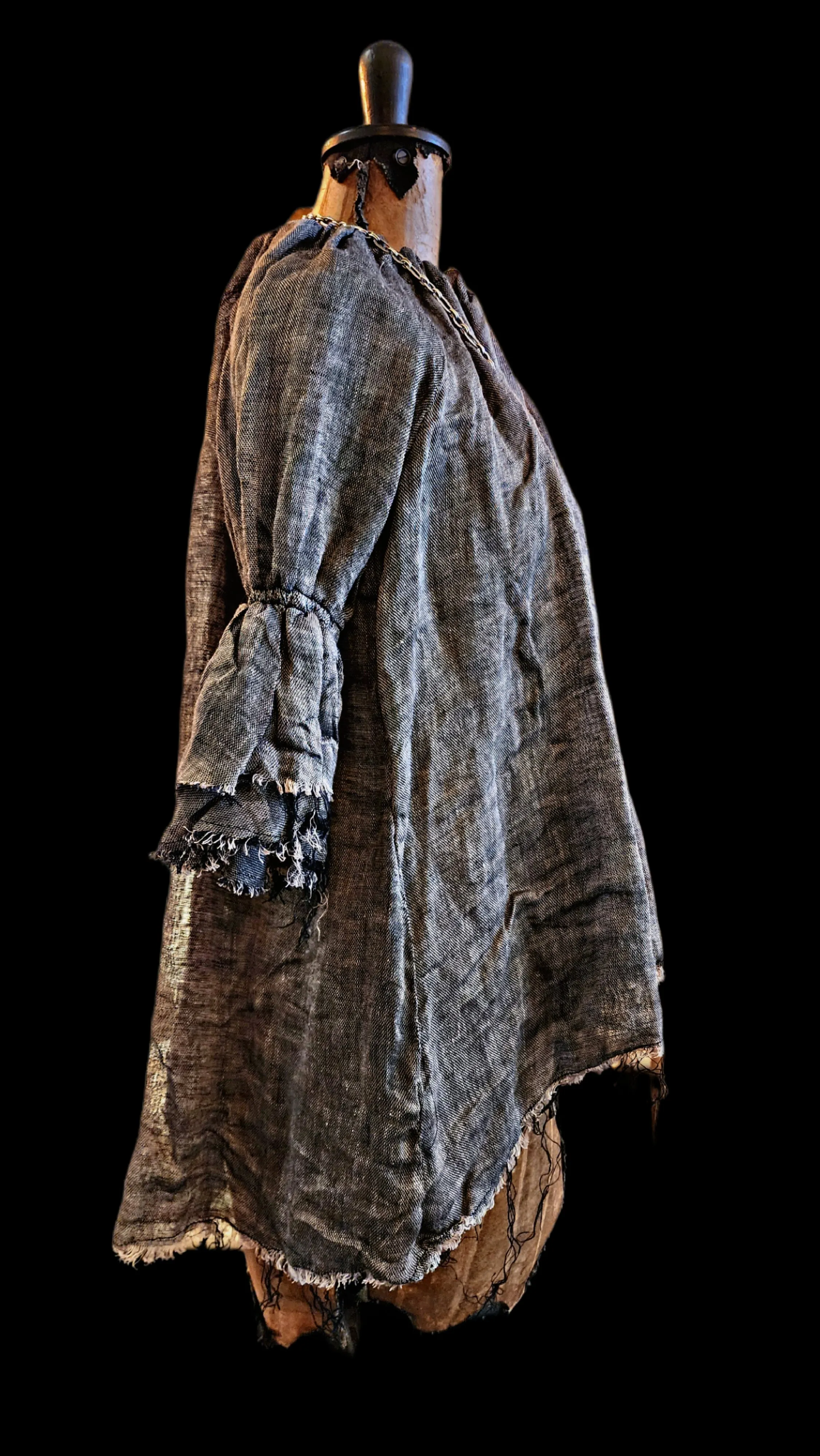 Button Back Blouse (Linen Gauze) - Grey