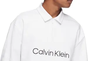 Calvin Klein Men's Relaxed Fit Standard Logo Terry Long Sleeve Polo Shirt