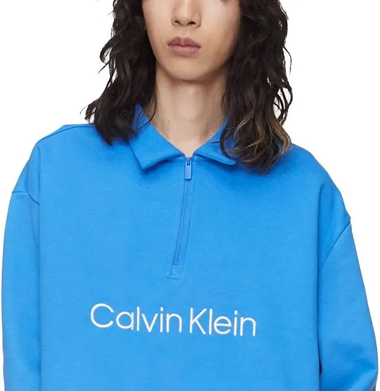 Calvin Klein Men's Relaxed Fit Standard Logo Terry Long Sleeve Polo Shirt