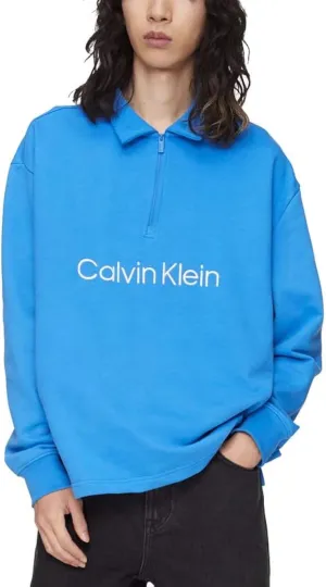 Calvin Klein Men's Relaxed Fit Standard Logo Terry Long Sleeve Polo Shirt