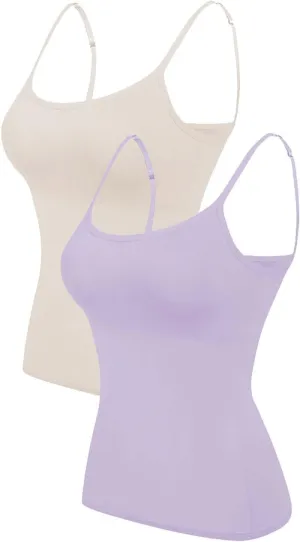 Camisoles for Women with Built in Bra,Basic Yoga Modal Material Padded Bra Undershirt(S-5XL)