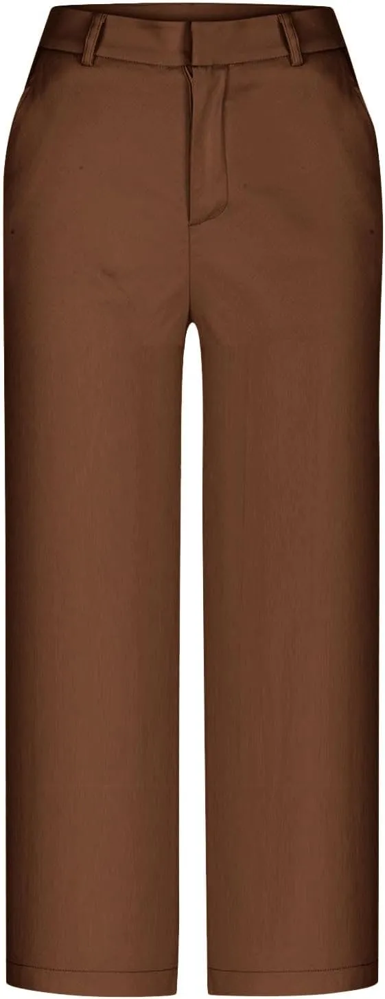 Capri Pants for Women Summer Casual Wide Leg Capris Stretch High Waisted Crop Yoga Dress Pants with Pockets