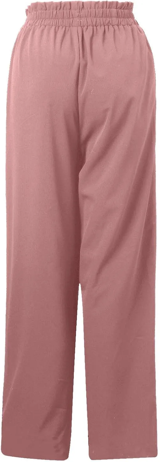 Ceboyel Wide Leg Palazzo Pants for Women High Waist Gaucho Pants Elastic Flowy Culottes Summer Beach Trousers 2023