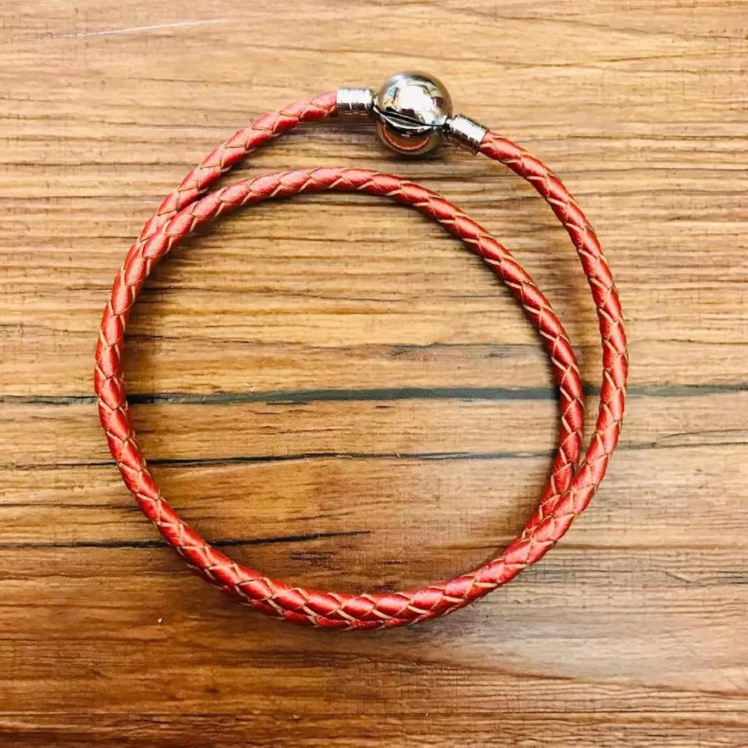 Christmas Gift Leather Charm Braided Chain Silver Plated Womens Bead Charms for Bracelets Jewelry 38cm14.96in(18cm 7.1in)