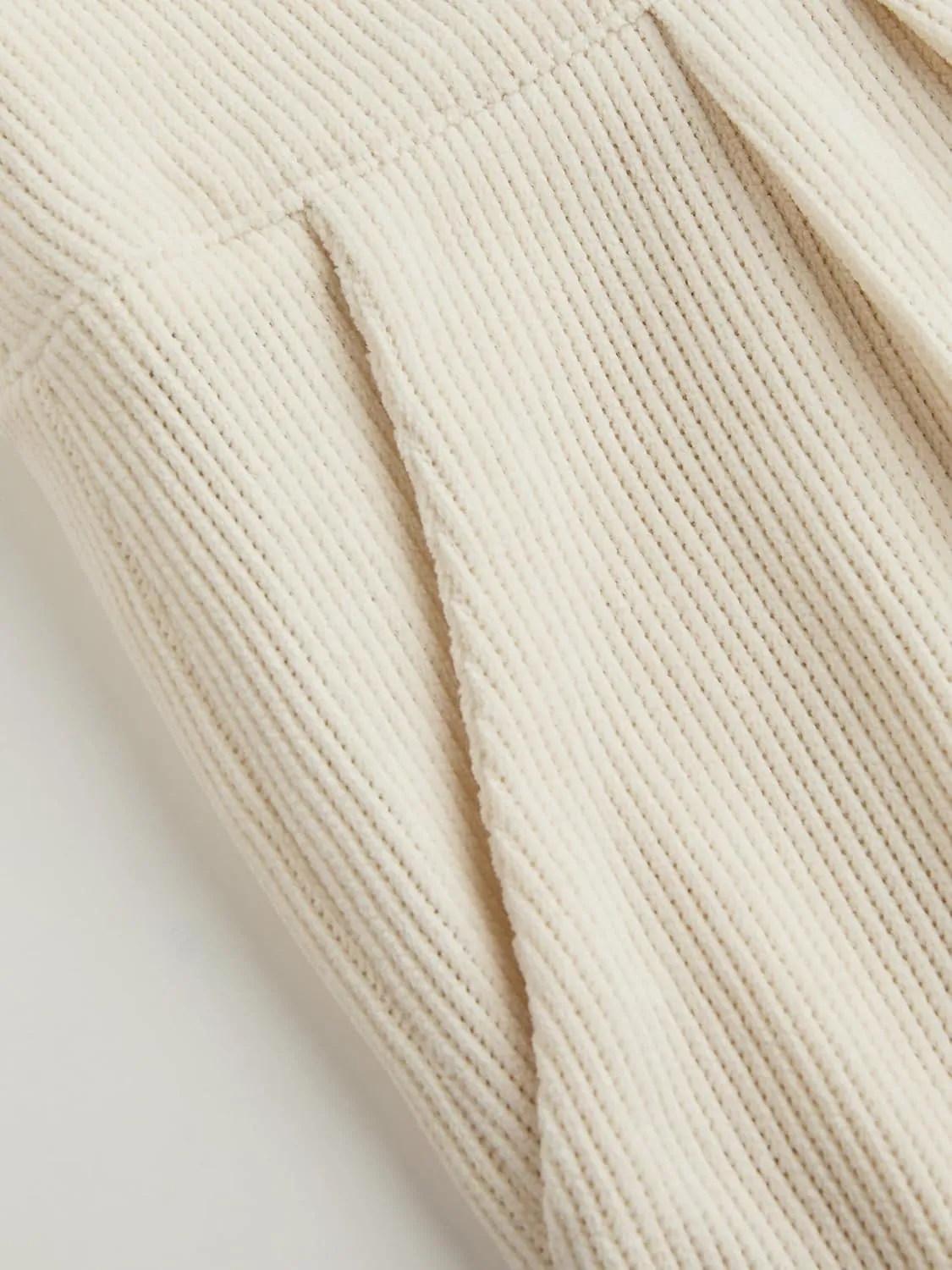 CIDER Corduroy High Waist Solid Pleated Wide Leg Trousers