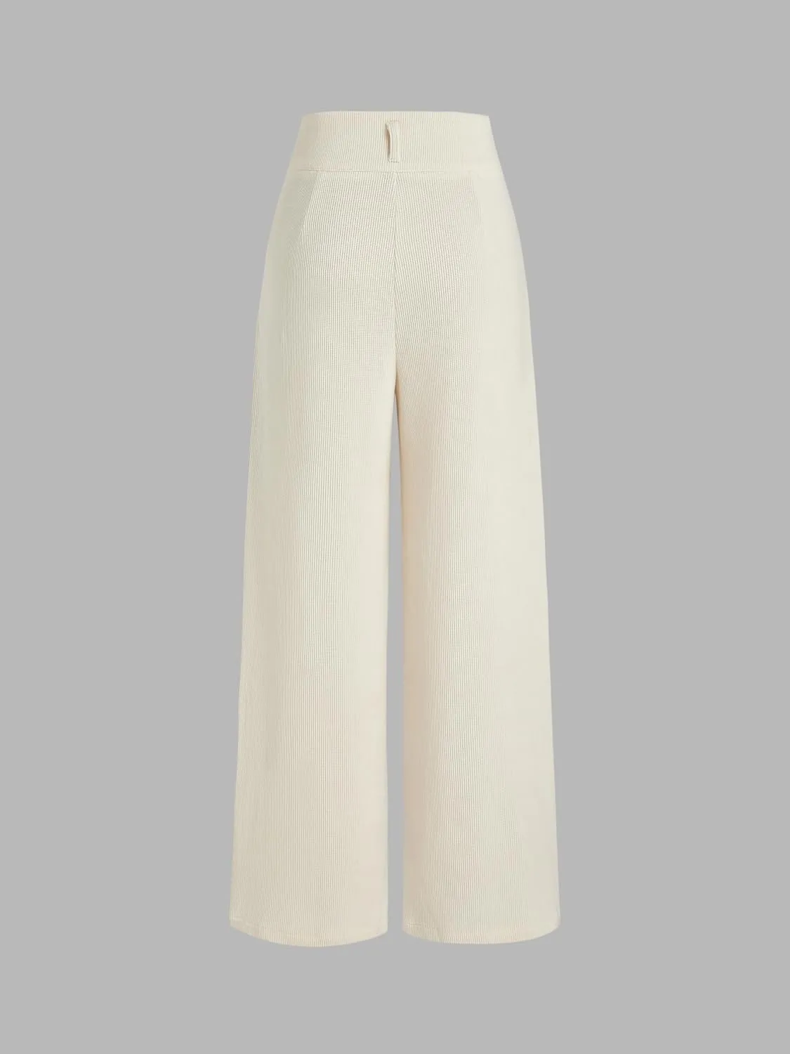 CIDER Corduroy High Waist Solid Pleated Wide Leg Trousers
