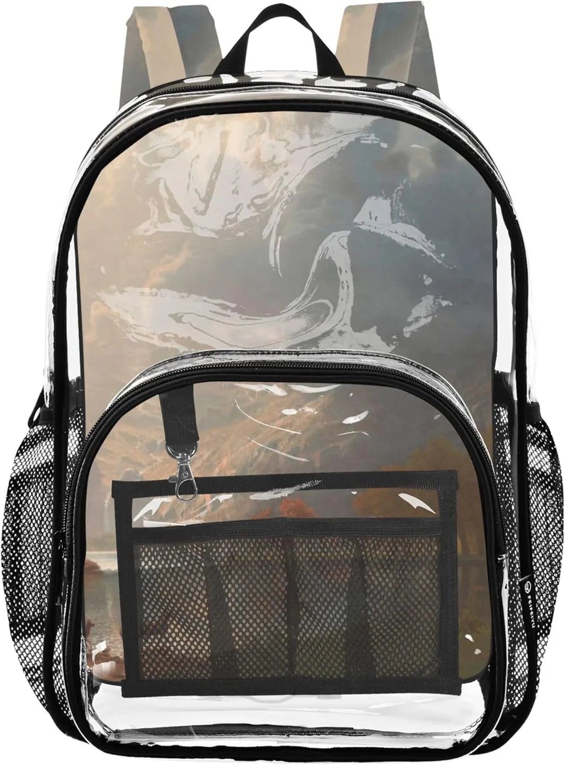Clear Backpack for Women Sierra Nevada Albert Bierstadt Landscape Kids Backpack Boys Girls Plastic Transparent Bookbag