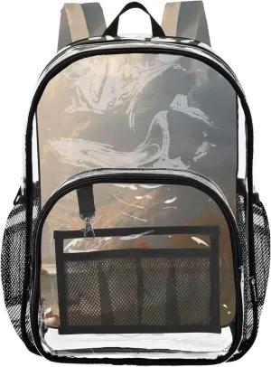 Clear Backpack for Women Sierra Nevada Albert Bierstadt Landscape Kids Backpack Boys Girls Plastic Transparent Bookbag