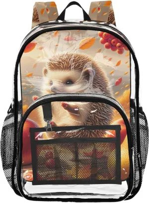 Clear Backpack Women Cute Autumn Hedgehog Cute Girls Backpack for Kids Plastic See through Bookbag