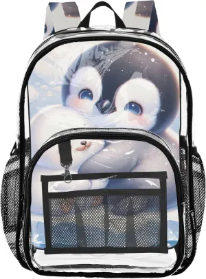 Clear Backpack Women Cute Kids Backpack for Girls Plastic School Clear Bookbag Penguin Chick Cute Seal