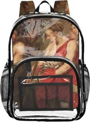 Clear Bag for Women Travel Rubens Painting Diana Hunt Girls Backpack Kids Boys Plastic Transparent Bookbag