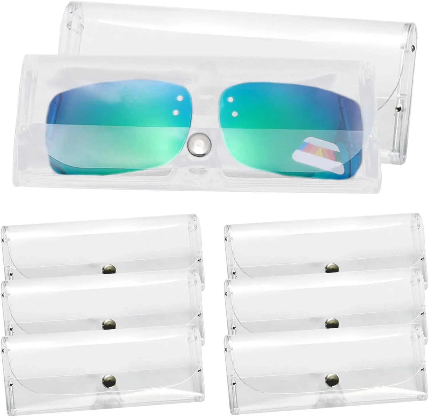 Clear Glasses Case 8Pcs Glasses Pouch Case with Button Portable Transparent Plastic Glasses Protective Case for Men and Women,Glasses Case, Glasses Pouch, Clear Glasses Cases, Sunglasses Bag