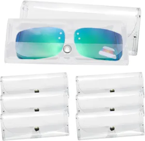 Clear Glasses Case 8Pcs Glasses Pouch Case with Button Portable Transparent Plastic Glasses Protective Case for Men and Women,Glasses Case, Glasses Pouch, Clear Glasses Cases, Sunglasses Bag