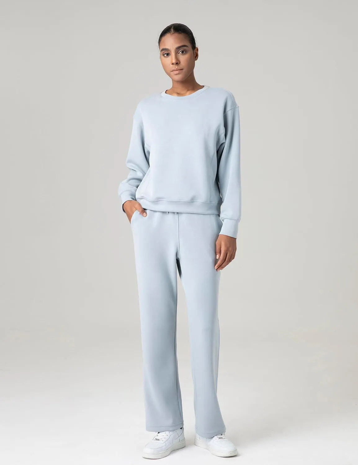 Colorfulkoala Women's High Waisted Soft Drawstring Modal Sweatpants Wide Leg Casual Lounge Pants with Pockets