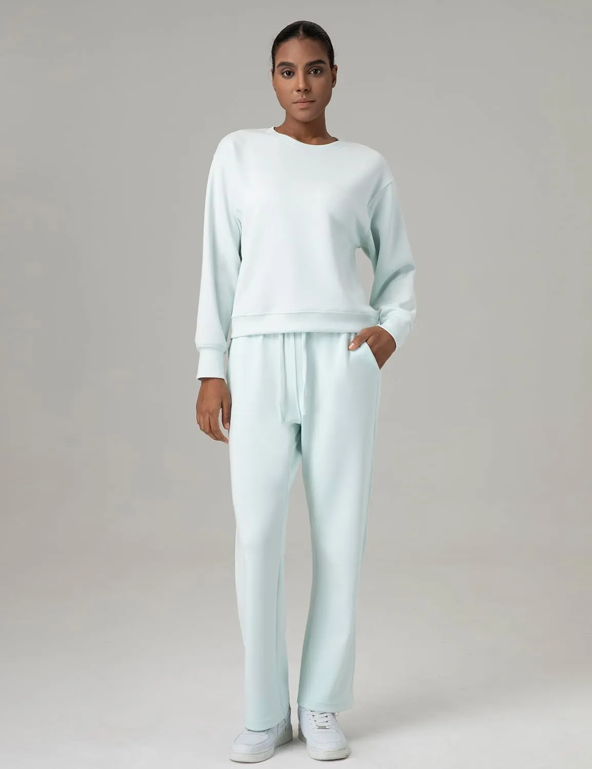 Colorfulkoala Women's High Waisted Soft Drawstring Modal Sweatpants Wide Leg Casual Lounge Pants with Pockets