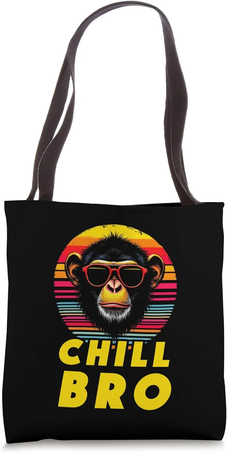 Cool Monkey with Sunglasses Funny Video Gamer Tee Chill Bro Tote Bag