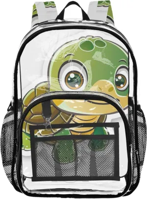 Cute Cartoon Turtle Clear Bag for Women Travel Boys Backpacks for Girls Plastic Transparent Bookbag
