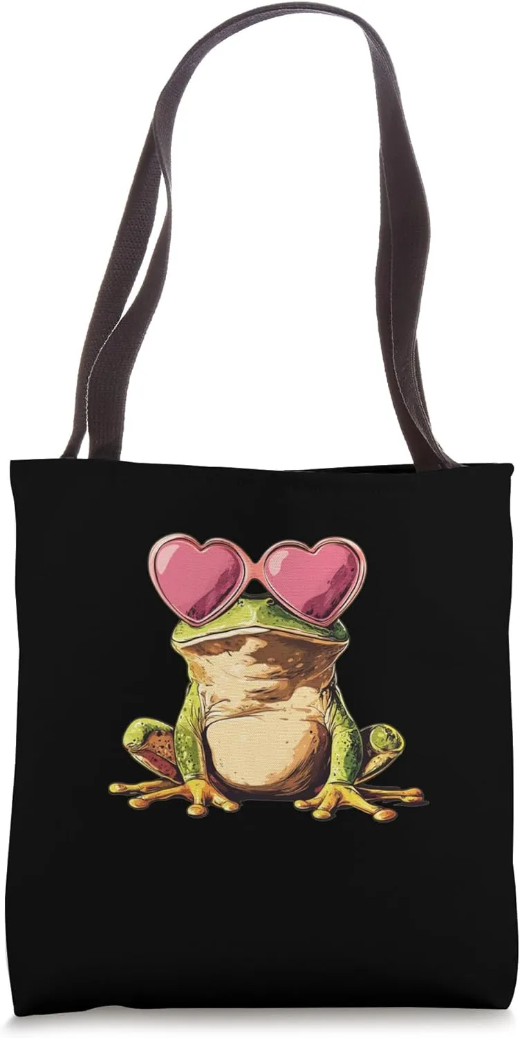 Cute Frog with Love Sunglasses Costume Tote Bag
