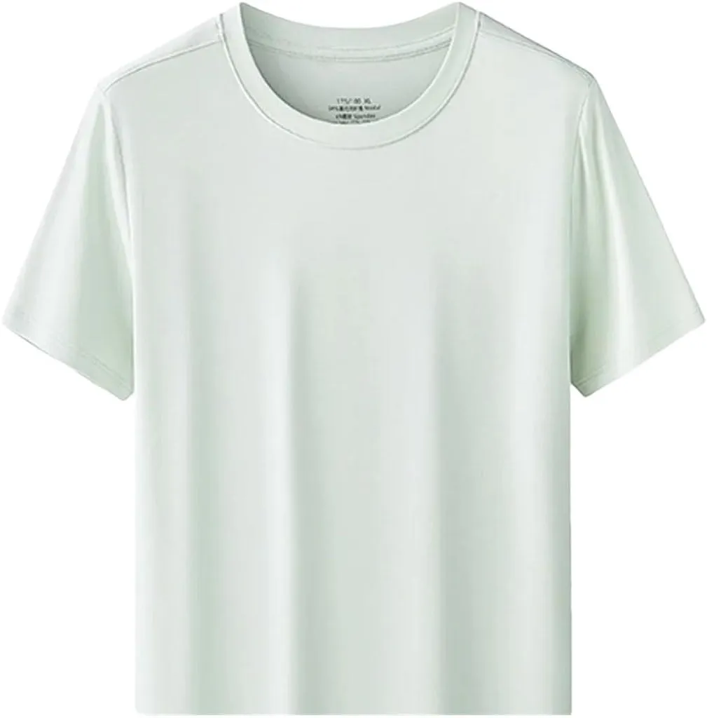DBFBDTU Mens T-Shirts Shirt Solid Color Round Neck Short Sleeve T-Shirt Quick Dry Soft Mens T-Shirts